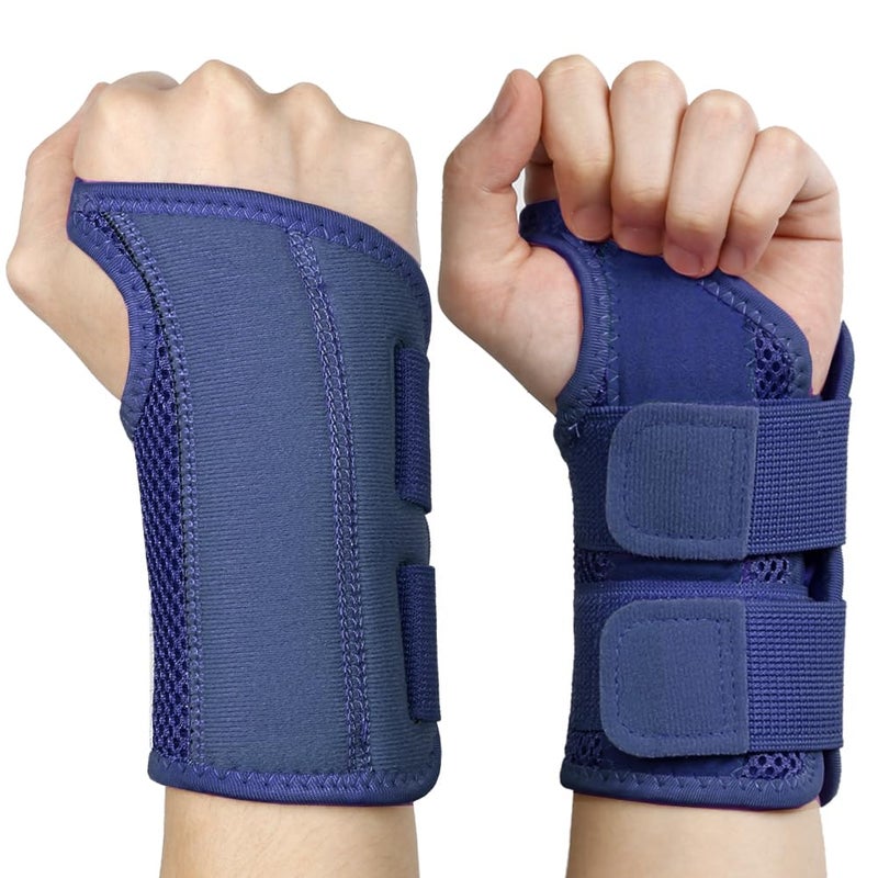 NuVigor Wrist Splints for Carpal Tunnel,Right Left Hand Support with Adjustable Straps for Men Women,Breathable Day Night Wrist Brace for Carpal Tunnel,Pain Relief(Navy,S/M Right and Left Hand)